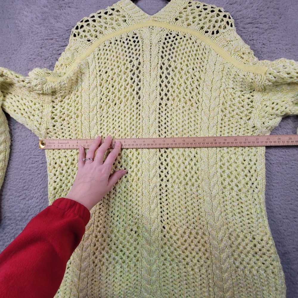 Anthropologie Serenity Cardigan Womens M/L Chartreuse Yellow Open Knit Spring - Picture 14 of 16